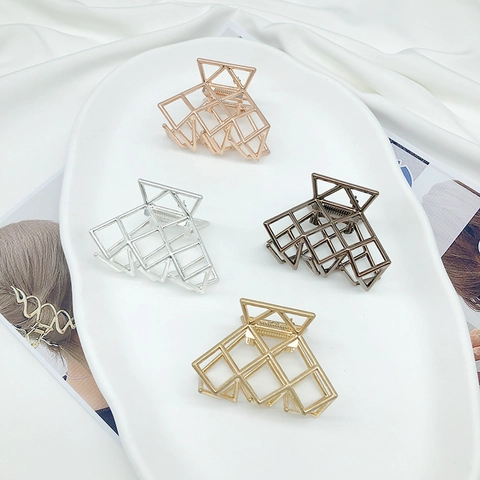 Minimalista Geometrico Vuoto In Lega Per Capelli Artiglio Clip Per Le Donne Borsa Forma Galvanostegia Antiscivolo Moda Accessorio Dei Capelli