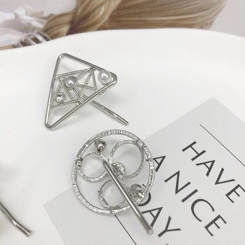 Minimalistischer Metall Geometrischer Pferdeschwanz Haarhaken Mit Imitationsperle Strass Für Damen Japanischer Stil Haarnadel