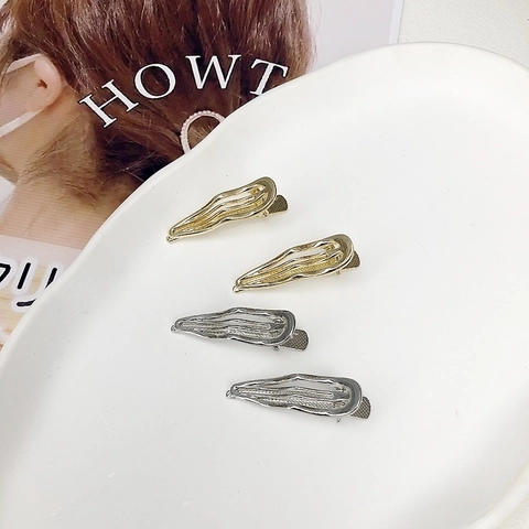 Minimalistische Zinklegierung Wellenmuster Haarklammern Für Damen Gold Silber Galvanisierte Seitenklammern Haarschmuck