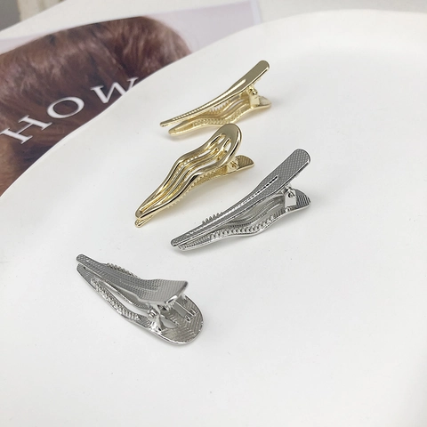 Minimalistische Zinklegierung Wellenmuster Haarklammern Für Damen Gold Silber Galvanisierte Seitenklammern Haarschmuck