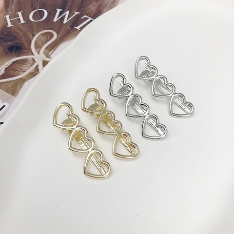 Fermaglio per Capelli Minimalista in Lega a Cuore Vuoto per Donna Oro Argento Galvanizzato a Becco d'Anatra Accessori Capelli