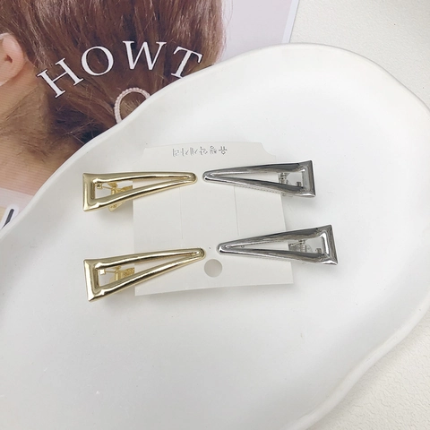 Minimalistische Hohle Dreieck Metall Haarspangen Für Damen Gold Silber Geometrische Entenschnabel Clips Nische Coole Stil Haarschmuck