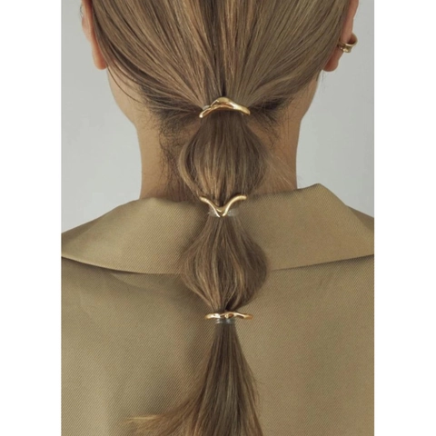 Set di Fermagli per Capelli in Lega Minimalista Design a Onde di Metallo Liquido Gancio per Coda per Donna Accessori Capelli