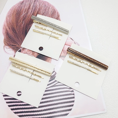 Japanese Style Resin Alloy Rhinestone Wave Side Hair Clips Elegant Minimalist Daily Headwear Hair Accessories For Women