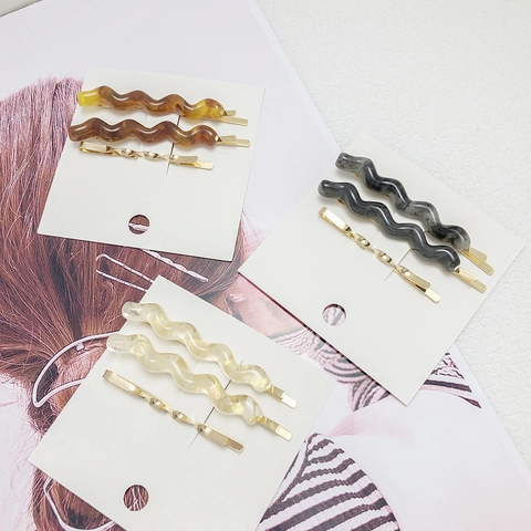 Korean Style Wave Hairpins Acetate Resin Alloy Minimalist Sweet Decorative Hair Accessories For Women Daily Headwear