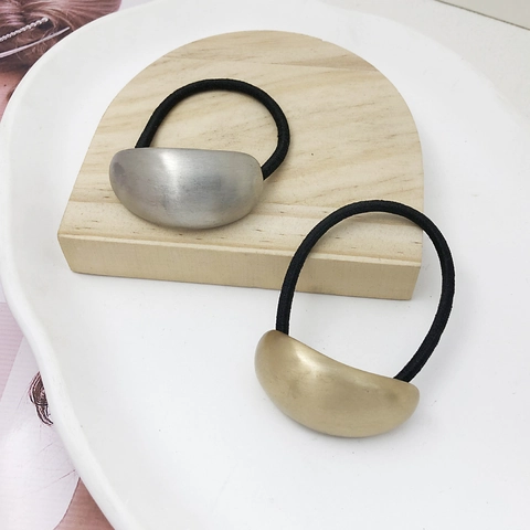 Elastici per Capelli Minimalisti Mezzaluna in Metallo per Donna Alta Elasticità Oro Argento Spazzolato Accessori per Capelli