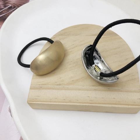 Elastici per Capelli Minimalisti Mezzaluna in Metallo per Donna Alta Elasticità Oro Argento Spazzolato Accessori per Capelli