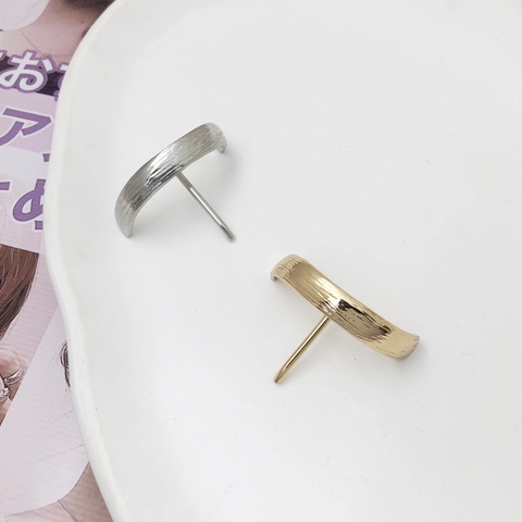 Fermaglio per Capelli a Gancio per Coda di Cavallo in Lega Minimalista Vintage Donna Forma ad Arco Texture Spazzolata Martellata Oro Argento