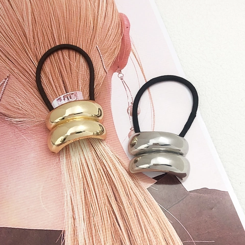 Minimalistische Geometrische Legierung Metall Haargummi Elastisch Pferdeschwanz Halter Für Damen Retro U-Form Haarband Kopfschmuck