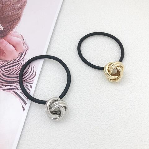 Minimalistischer Japanischer Stil Metall Knoten Haargummi Eleganter Legierung Kreis Elastischer Pferdeschwanz Halter Mode Haarseil Damen