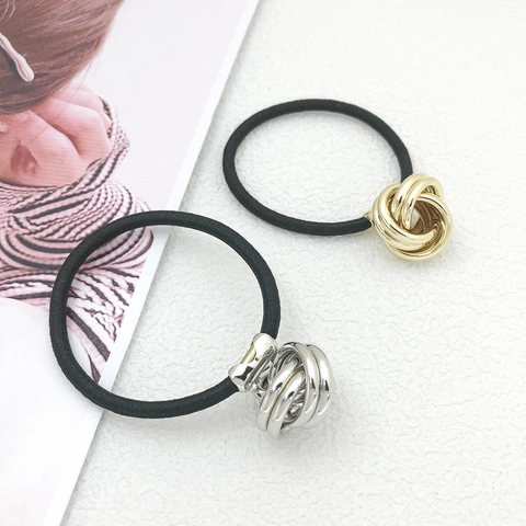 Minimalistischer Japanischer Stil Metall Knoten Haargummi Eleganter Legierung Kreis Elastischer Pferdeschwanz Halter Mode Haarseil Damen