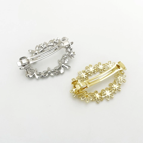 Elegante Fermaglio per Capelli a Fiore in Lega per Donna con Decorazione in Strass e Perla Artificiale Oro Argento