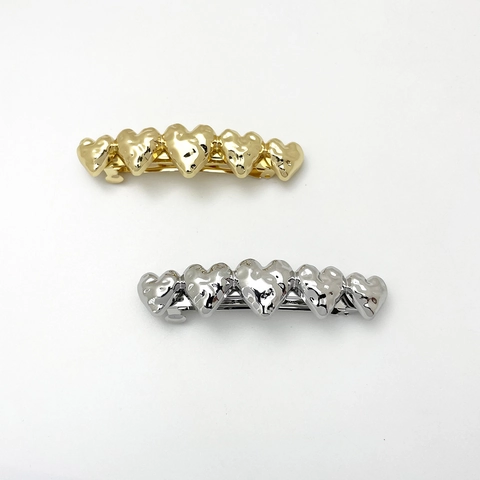 Irregular Heart Shape Zinc Alloy Hair Clip With Hammered Texture Electroplated Metal Barrette For Women Hair Accessories