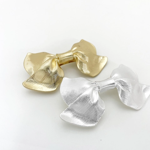 Fermaglio per Capelli in Lega a Righe con Fiocco Lussuosa Clip a Molla in Metallo per Donna Oro Argento Gioielli Minimalisti