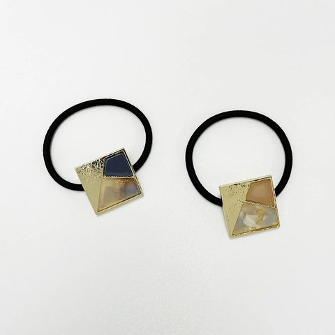 Elegant Alloy Enamel Geometric Hair Scrunchies For Women Gold Metal Dripping Oil Hair Ties High Elastic Ponytail Holder