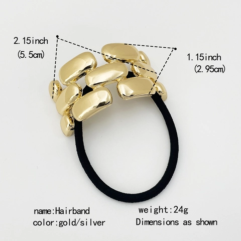 Minimalistische Legierung Geometrische Haargummis Metall Deko Elastische Bänder Spiegelpoliert Moderne Haarschmuck Für Damen