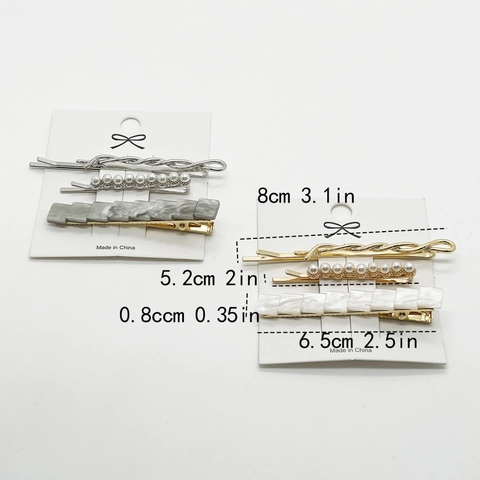 Colección de Pinces para el Cabello de Aleación Perla Artificial de Imitación Resina Estilo Coreano Elegante Textura Mármol Mujer