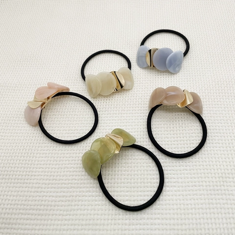 Fashion High Elastic Hair Ties With Resin Ornaments Metal Fastener Sweet Cute Hair Scrunchies For Women Handmade Ponytail Holder