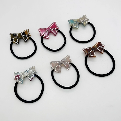 Elegante Strik Strass Haarelastiekjes Hoge Elasticiteit Scrunchies Voor Dames Koreaanse Stijl Acetaat Haaraccessoires Mode