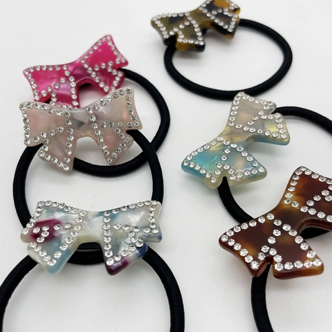 Elegante Strik Strass Haarelastiekjes Hoge Elasticiteit Scrunchies Voor Dames Koreaanse Stijl Acetaat Haaraccessoires Mode