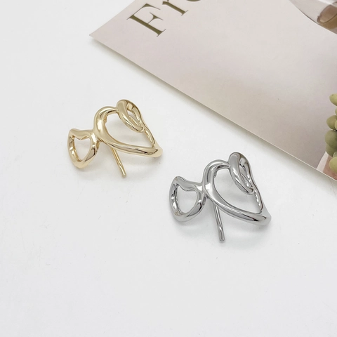 Fermaglio per Capelli a Forma di Cuore in Lega Minimalista per Donna Placcato Oro Argento Irregolare Cavo Fermacoda Accessori per Capelli