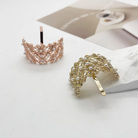 Vintage Legierung Hohl Künstliche Perle Haarspange Elegant Gold Roségold Silber Pferdeschwanz Haken Strass Haarnadel Für Damen Party Schmuck