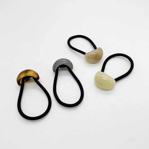 Élastiques à Cheveux de Style Japonais Minimaliste Bandes en Caoutchouc Haute Élasticité Perles Résine Ovales pour Femmes
