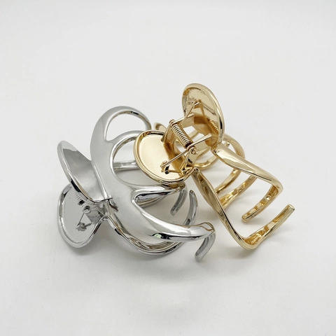 Pinza De Pelo Grande De Aleación De Zinc Clip De Moño Geométrico Simple Forma De Pulpo Para Mujer Accesorio De Peinado