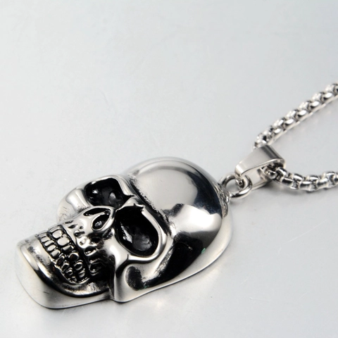 Collar con Colgante de Calavera Punk Gótico para Hombre Mujer de Acero Inoxidable Pulido Oxidado Joyería Hip Hop Regalo de Halloween