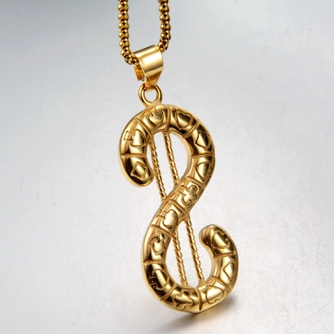 Stainless Steel Dollar Sign Pendant Necklace With Poker Suits Relief Hip Hop Punk Jewelry Gold Color For Men Women