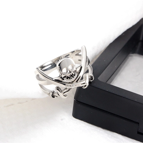 Vintage Stainless Steel Pirate Skull Ring For Men Women Punk Gothic Cross Cutlasses Anchor Hip Hop Biker Jewelry Finger Ring