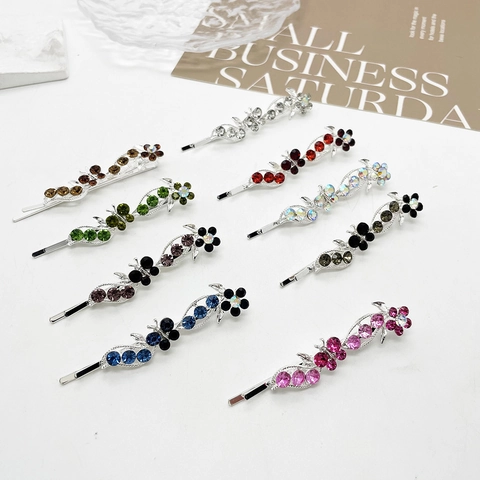 Elegante Molletta per Capelli in Lega con Strass a Forma di Farfalla e Fiore per Donna Forcina per Frangia Gioielli