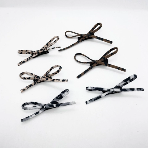 Französisch Elegante Leopardenmuster Schleife Haarspange Mode Vintage Entenschnabel-Clip Handgefertigte Beflockte Stoff Schleife Haarschmuck Damen