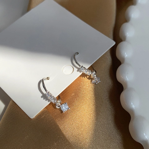 Orecchini a Cerchio Huggie in Rame Minimalista Con Strass per Donna Orecchini Intarsiati Placcati Platino Gioielli Eleganti