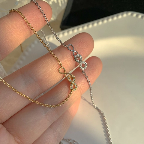 Elegant Infinity Symbol 925 Sterling Silver Pendant Necklace Cubic Zirconia Minimalist Jewelry For Women Anniversary Gift
