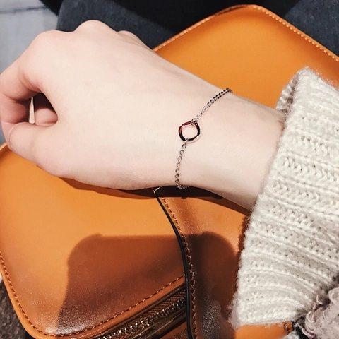 Minimalist Hollow Square Copper Bracelet Anklet Geometric Simple Jewelry Plated Daily Wear Accessory For Women Girls