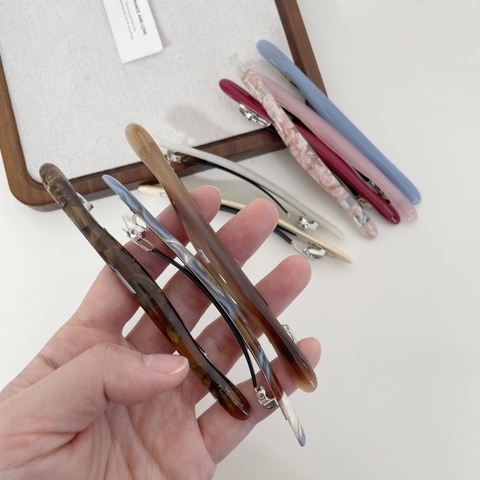 French Style Acetate Hair Clip Elegant Marble Tortoise Pattern Spring Barrette Minimalist Handmade Hair Accessories For Women