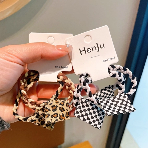 Dames Hoge Elasticiteit Geweven Stof Haarelastiekjes Zwart Wit Schaakbord Luipaard Zebra Patroon Haarbanden Mode Scrunchies Accessoire
