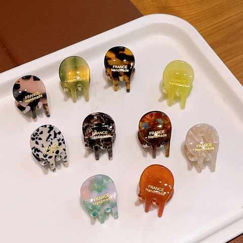 Small Acetate Hair Claw Clips French Minimalist Tortoiseshell Marble Pattern Bangs Side Clips For Women Hair Accessories