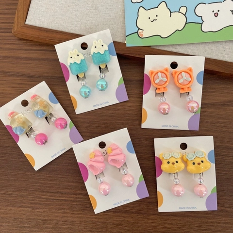 Cartoon Ohrclips Für Kinder Mädchen Ohne Piercing Süße Harz Tier Eiscreme Muschel Ohrclips Schmuck Dekoration Täglich Geschenk