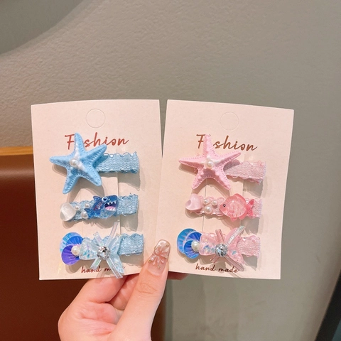 Oceaanthema Kinderen Haarclips Zeester Schelp Vis Ontwerp Hars Stof Kant Haarpinnen Voor Meisjes Dagelijks Feest Haarsieraden