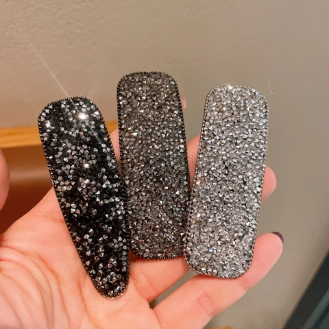Fermaglio per Capelli Geometrico con Strass per Donna Scintillante Lega BB Clip Minimalista Fermaglio per Frangia Laterale Accessorio per Capelli