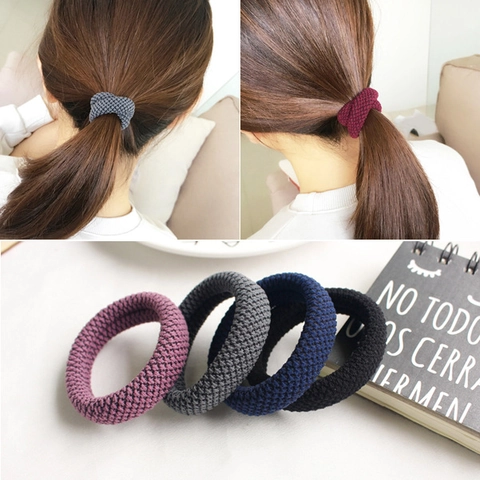 Gomas de Pelo Minimalistas de Alta Elasticidad para Mujer Nailon Duradero Textura de Punto Color Sólido Accesorios de Moda