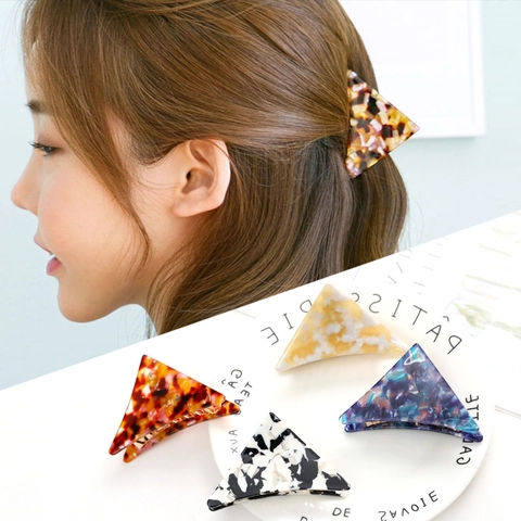 Acetat Dreieck Haarkralle Groß Minimalistisch Marmor Schildpatt Muster Haarspange Elegantes Haarschmuck Für Damen