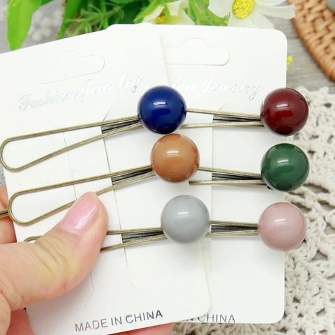 Barrette à Cheveux de Style Coréen Avec Perles en Acrylique Épingle à Cheveux en Métal Vintage Accessoire Élégant pour Femme
