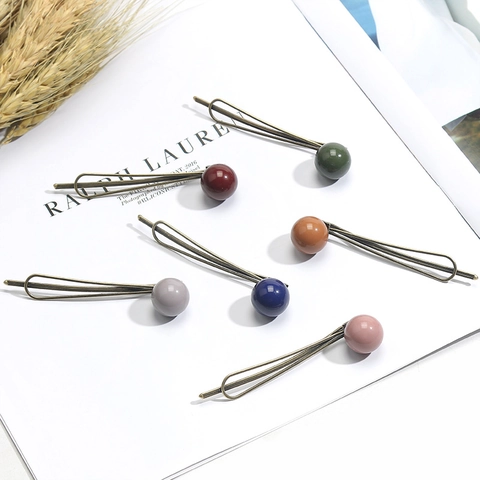 Barrette à Cheveux de Style Coréen Avec Perles en Acrylique Épingle à Cheveux en Métal Vintage Accessoire Élégant pour Femme