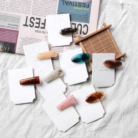 Korean Retro Translucent Acrylic Hair Clip For Women Geometric Oval Square Marble Amber Pattern Sweet Hair Barrettes Jewelry