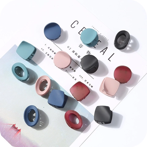 Mini Matte Hair Claw Clips For Women Korean Minimalist Geometric Small Hair Clamps Solid Color Frosted Hair Accessories