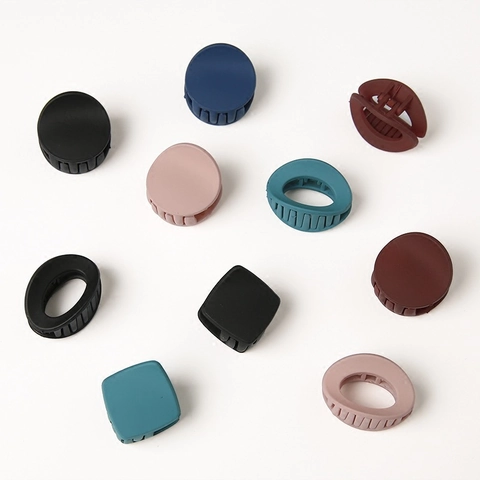 Mini Matte Hair Claw Clips For Women Korean Minimalist Geometric Small Hair Clamps Solid Color Frosted Hair Accessories