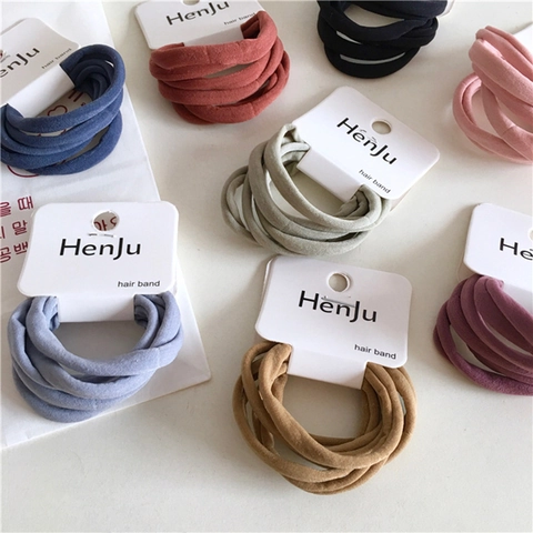 Coleteros Sin Costuras De Alta Elasticidad Para Mujeres Niñas Color Sólido Morandi Bandas Para El Cabello De Tela
